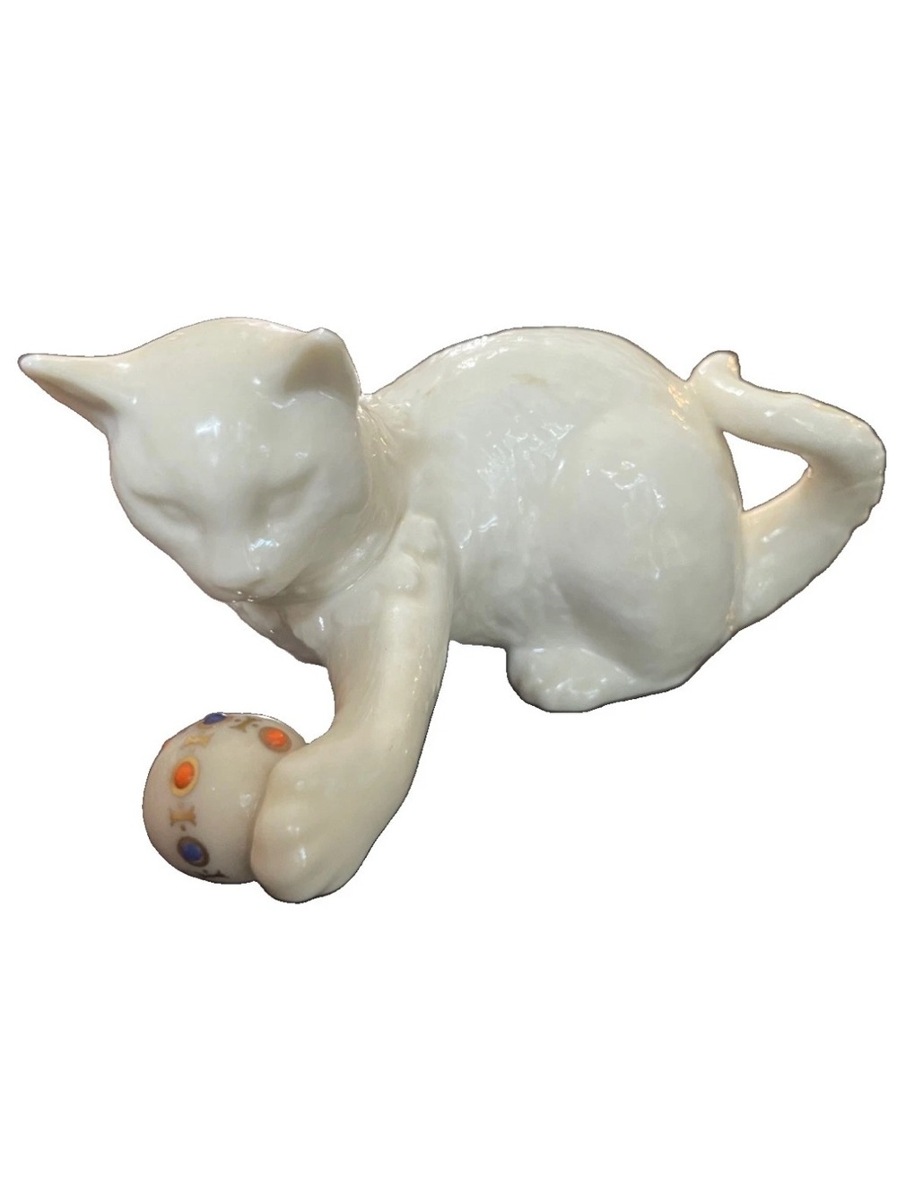 Vintage 1991 Lenox Oleg Cassini Ivory Cat Jeweled Ball Figurine USA